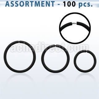 blk437 bulk of black plated silver seamless nose hoops