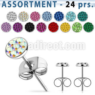 blk438 stainless steel ear studs with ferido glued crystal