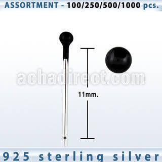 blk447 surtido por mayorpiercing nariz doblar tu mismo plata esterlina 925 0 6mm bola negro 1 5mm venta