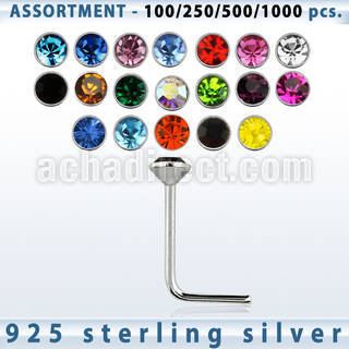 blk465 surtido por mayorpiercing nariz l plata esterlina 925 0 6mm cristal redondo 2mm distribuidor