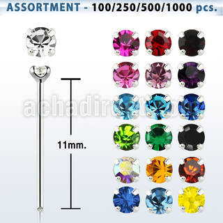blk494 surtido por mayorpiercing nariz doblar tu mismo plata esterlina 925 0 6mm cristal redondo 1 4mm distribuidor mayorista