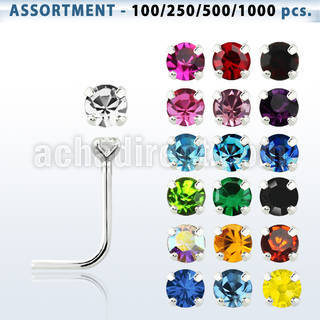 blk495 surtido por mayorpiercing nariz l plata esterlina 925 0 6mm cristal redondo 1 4mm al por mayor