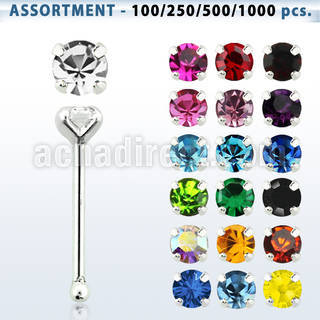 blk499 surtido por mayor piercings nariz plata piercings nariz hueso plata esterlina 925 0 6mm cristal redondo 2mm distribuidor