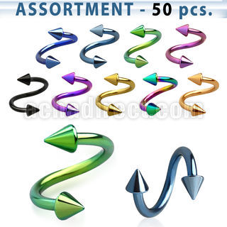 blk502 premium pvd plated 316l steel spiral with 3mm cone