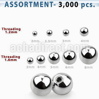 blk513 polished 316l steel 2mm 8mm ball with 14g threading