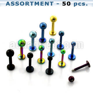 blk73 bulk of anodized 316l steel labret with 3mm 4mm balls