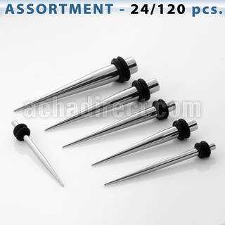 blk93 surtido piercings 24 120 clavos acero anillos goma dobles distribuidor mayorista