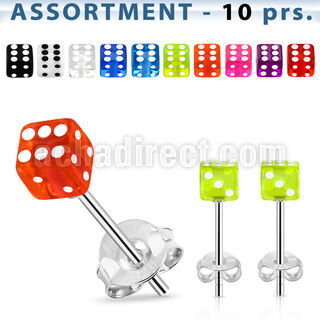 blk95 bulk of sterling silver earring stud with 5mm uv dices