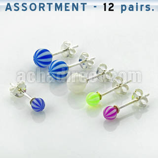 blk96 bulk of sterling silver earrings with uv beach balls