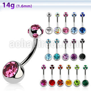 bn2cgmj 316l steel belly banana w 8mm bezel ball 5mm ball