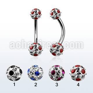 bn2frsa piercing ombligo acero quirurgico bolas 5mm 6mm multi cristal ferido puntos distribuidor