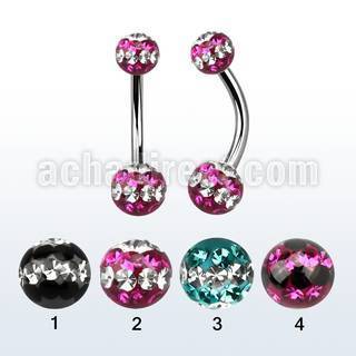 bn2frsd piercing ombligo acero quirurgico bolas multi cristal ferido 5mm 6mm triple linea distribuidor mayorista