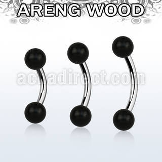 bnar5 piercing ombligo organico barra acero 316l bolas madera areng 5mm distribuidor