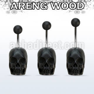 bnarsk piercing ombligo acero quirurgico calavera tallada mano madera areng bola 5mm madera areng distribuidor