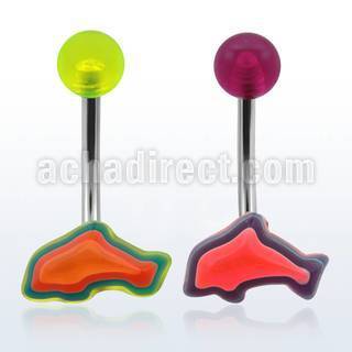 bndplyg 316l steel belly banana w acrylic dolphin upper ball