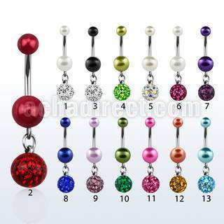 bndpr9 piercing ombligo acero quirurgico bolas perlas falsas 5 8mm bola multi cristal ferido 8mm al por mayor