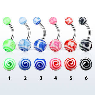 bndxg piercing ombligo acero quirurgico bolas acrilicas remolino multi color 5 8mm 10mm venta