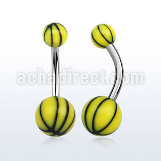 bndxk piercing ombligo acero quirurgico bolas acrilicas 5 8mm pelota baloncesto amarilla negra distribuidor mayorista