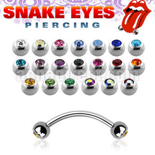 bne2cl 316l steel snake eye piercing banana with 3mm bezel ball