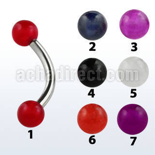 bneab 316l steel eyebrow banana with 3mm plain acrylic ball