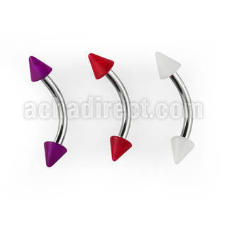bneacn 316l steel eyebrow banana with 3mm plain acrylic cone