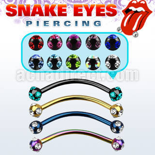 bnekcl anodized 316l steel snake eye banana w 3mm bezel ball