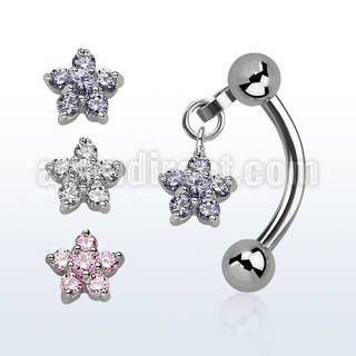 bner61 banana ceja acero quirurgico bolas acero 3mm flor petalos zirconita distribuidor mayorista