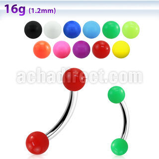bnesab 316l steel eyebrow banana w acrylic solid colored ball