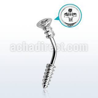 bnescw 316l steel eyebrow banana w cross screw top screw tip