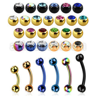 bnet2c anodized 316l steel eyebrow banana with 3mm bezel ball