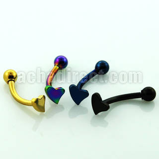 bnethr anodized 316l steel eyebrow banana with small heart top