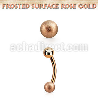 bnett1fo rose gold steel eyebrow banana w 3mm frosted steel ball