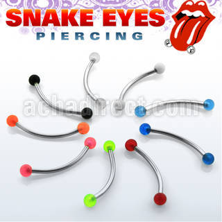 bnevbl 316l steel snake eye banana with two 3mm acrylic uv ball