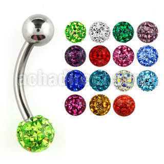 bnfr6 piercing ombligo acero quirurgico bola acero 5mm bola multi cristal ferido 6mm distribuidor