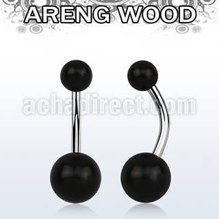 bngar piercing ombligo organico barra 316l bolas madera areng 5 8mm al por mayor