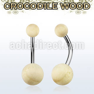 bngcr piercing ombligo organico barra 316l bolas madera cocodrilo 5 8mm distribuidor mayorista