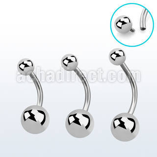 bngin piercing ombligo acero quirurgico bolas acero liso 5mm rosca interna 8mm mayorista