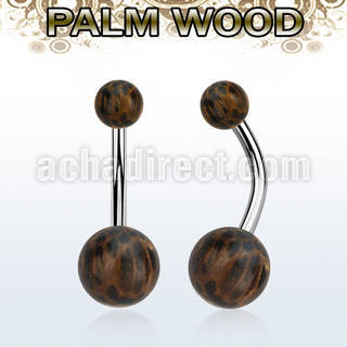 bngpl piercing ombligo organico barra 316l bolas madera palma 5 8mm mayorista