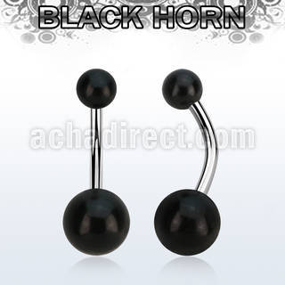 bngwk piercing ombligo organico barra 316l bolas cuerno negro 5 8mm distribuidor mayorista