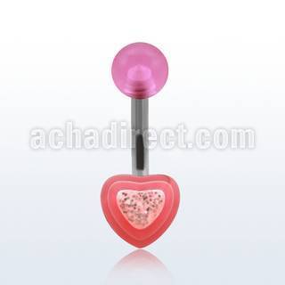 bnhrlym 316l steel belly banana with heart shaped layered bead