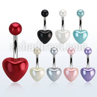 bnhrpe piercing ombligo acero quirurgico corazon perla falsa bola 5mm perla falsa 10mm distribuidor mayorista