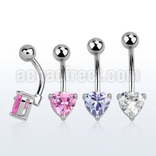 bnhtz 316l steel belly banana, w an 7mm heart prong set cz 