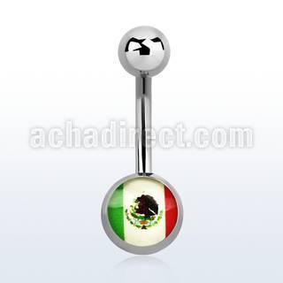 bnmx 316l steel belly banana w ball mexican flag logo