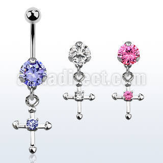 bnrz14 piercing ombligo acero quirurgico zirconia 8mm colgante cruz zirconia redonda 38 10mm venta