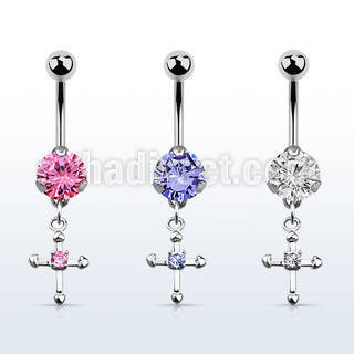 bnrz14s piercing ombligo acero quirurgico zirconia 8mm colgante cruz zirconia centro 38 10mm al por mayor