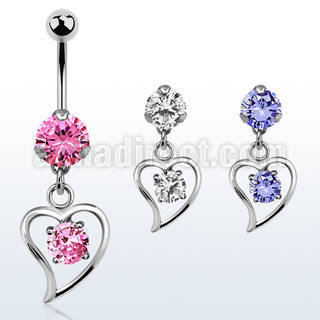 bnrz17 piercing ombligo acero quirurgico zirconia 8mm colgante zirconia redonda corazon 38 10mm mayorista