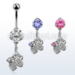bnrz302 piercing ombligo acero quirurgico zirconia 8mm colgante flor lirio 38 10mm mayorista