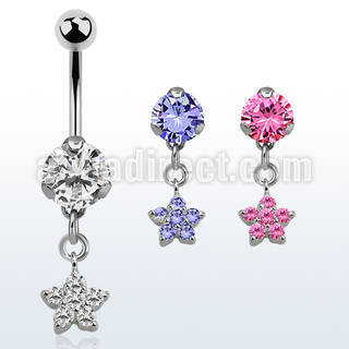 bnrz324 piercing ombligo acero quirurgico zirconia 8mm colgante flor zirconia 38 10mm mayorista