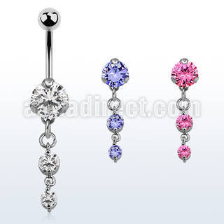 bnrz351 casted steel cz belly banana w prong set round czs