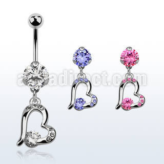 bnrz362 piercing ombligo acero quirurgico zirconia 8mm colgante corazon zirconia 38 10mm mayorista